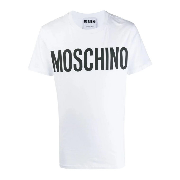 Białe T-shirty i Pola z nadrukiem logo Moschino