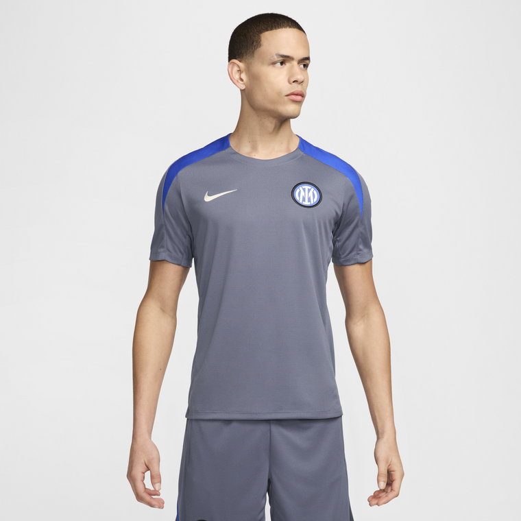 Męska koszulka piłkarska z krótkim rękawem Nike Dri-FIT Inter Mediolan Strike - Niebieski