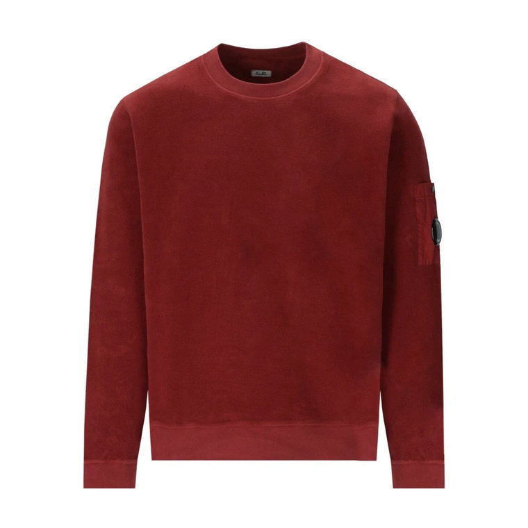 Czerwony Sweter z Szczotkowanej Przekątnej Fleece C.p. Company