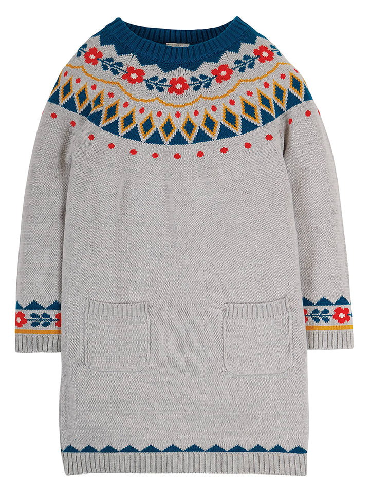 Frugi Sukienka "Fairisle" w kolorze szarym