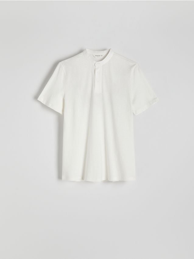 Reserved - Koszulka polo regular ze stójką - złamana biel
