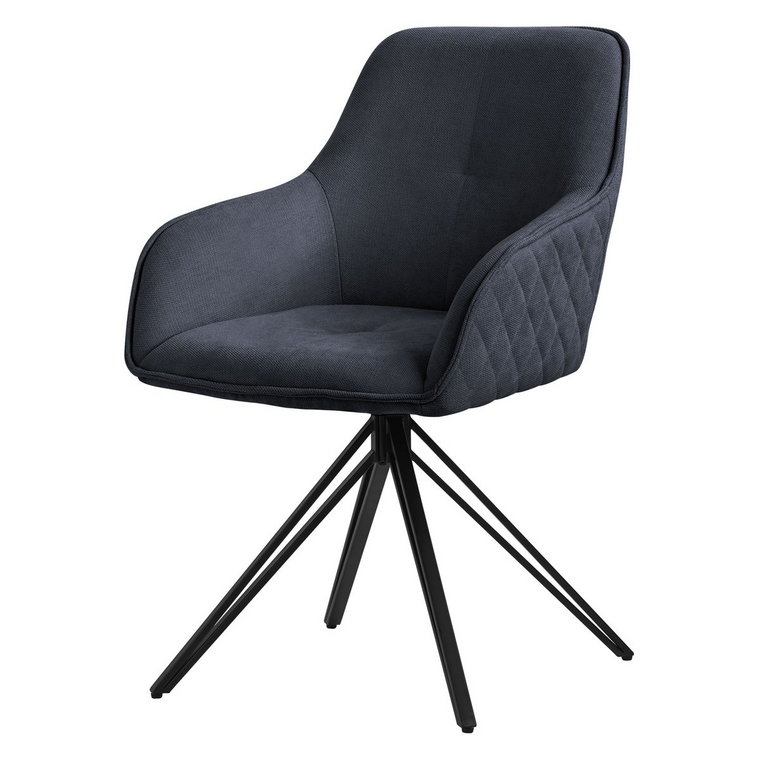 Obrotowe krzesło do jadalni ML-Design z tkaniny, czarne, krzesło do salonu z podłokietnikiem i oparciem, krzesło obrotowe 360, krzesło tapicerowane..