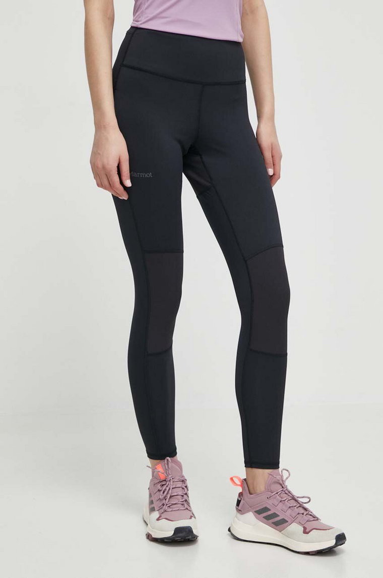 Marmot legginsy sportowe Rock Haven Hybrid damskie kolor czarny gładkie