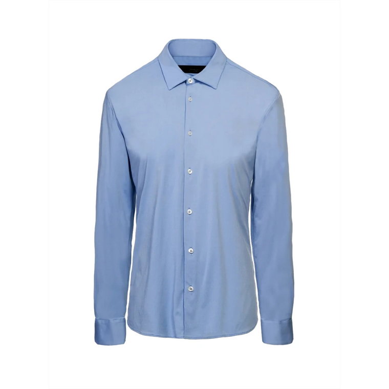 Lekka niebieska koszula z elastycznego dżerseju RRD