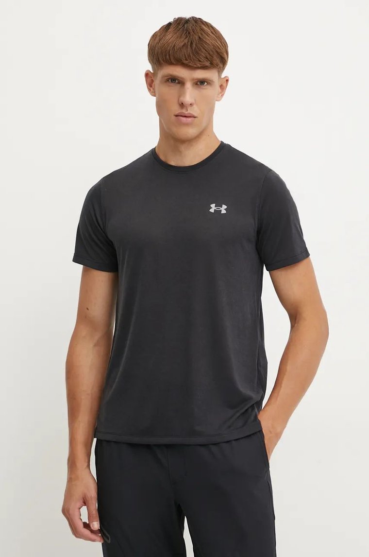 Under Armour t-shirt do biegania Launch Camo kolor czarny gładki 1386681