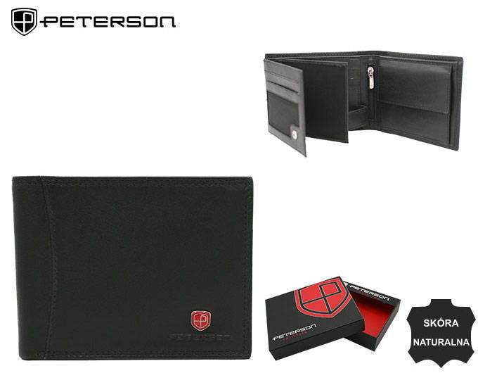 Skórzany portfel męski z zewnętrzną kieszonką na kartę  Peterson
