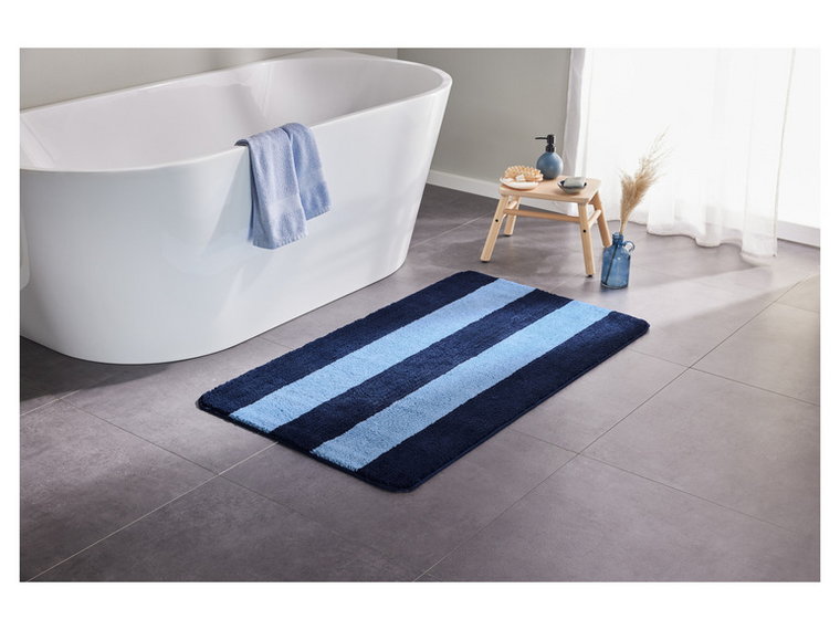 LIVARNO home Dywanik łazienkowy, 70 x 120 cm (Ciemnoniebieski/ jasnoniebieski)