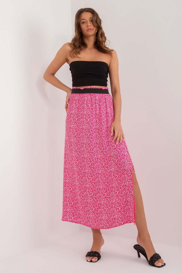 Długa spódnica z printem Sublevel ciemno różowa