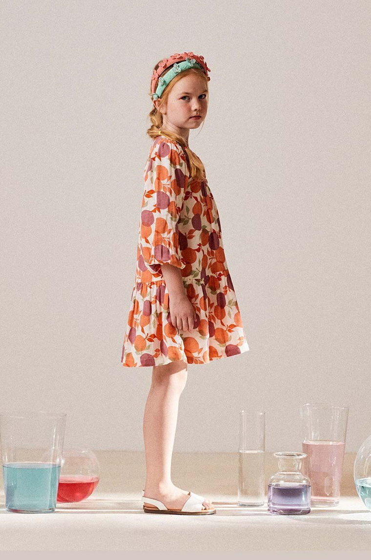 zippy sukienka bawełniana dziecięca kolor pomarańczowy mini rozkloszowana