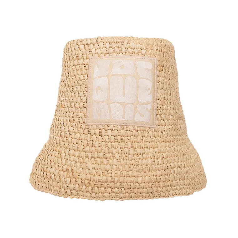 Beige Raffia Patch Hat Jacquemus