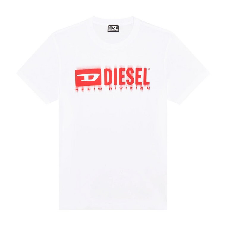 Męska koszulka slim fit z bawełny z logo Diesel Denim Division Diesel