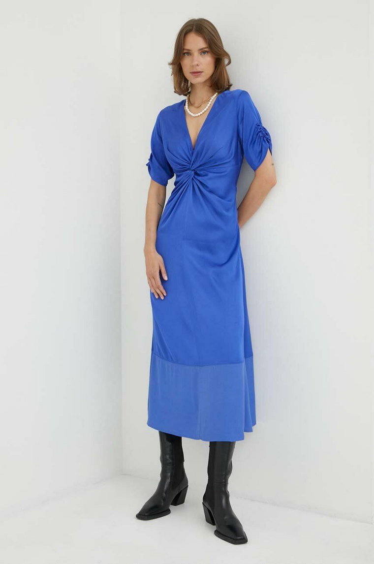 Day Birger et Mikkelsen sukienka kolor niebieski maxi rozkloszowana