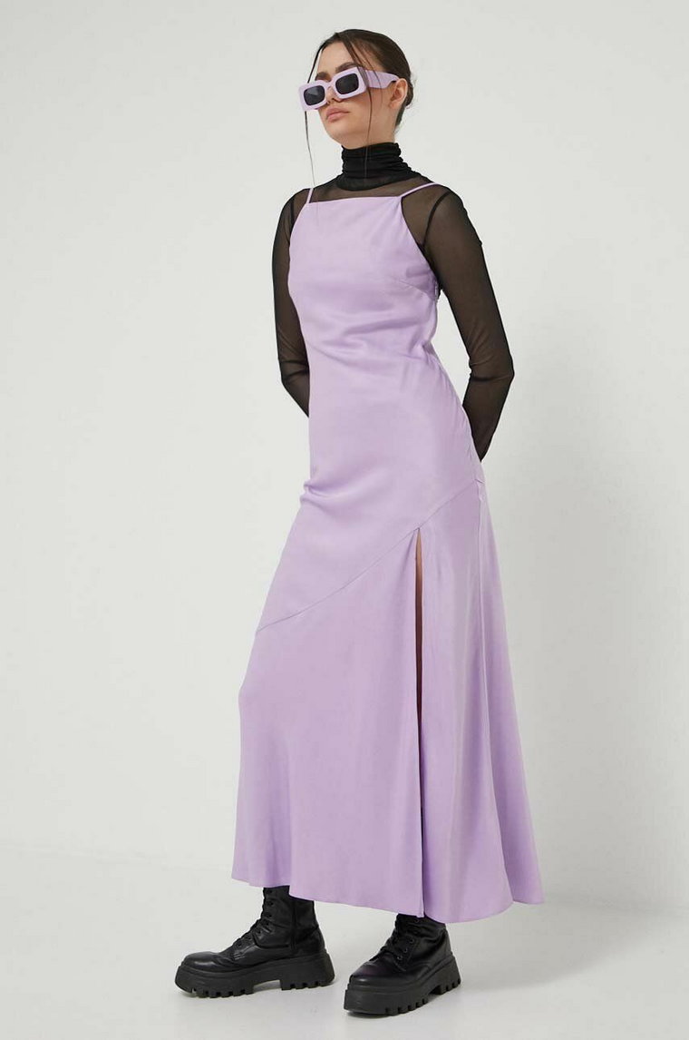 Abercrombie & Fitch sukienka kolor fioletowy maxi dopasowana