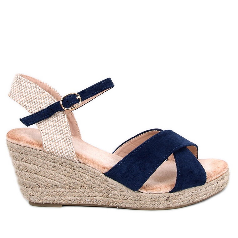 Sandałki na koturnie espadryle Willa Blue niebieskie