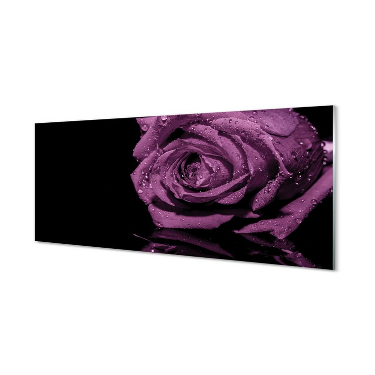 Szklany panel ścienny + klej Fioletowa róża 125x50 cm