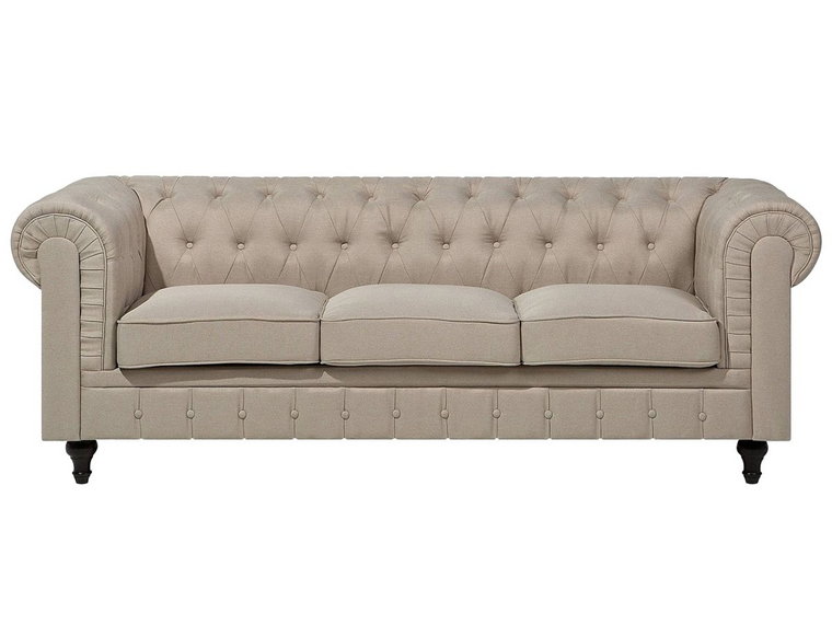 Sofa tapicerowana BELIANI Chesterfield, 3-osobowa, beżowa, 78x222x85 cm