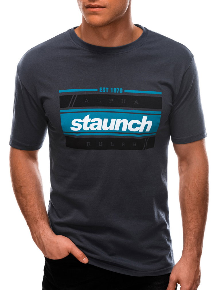 T-shirt męski z nadrukiem S1567 - grafitowy