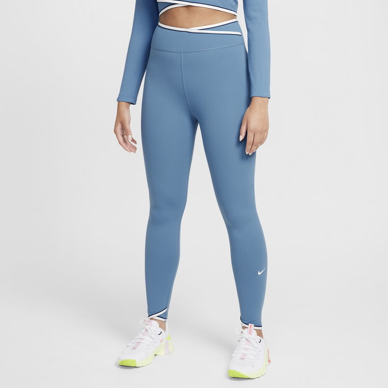 Dziewczęce legginsy z wysokim stanem Dri-FIT Nike One - Niebieski