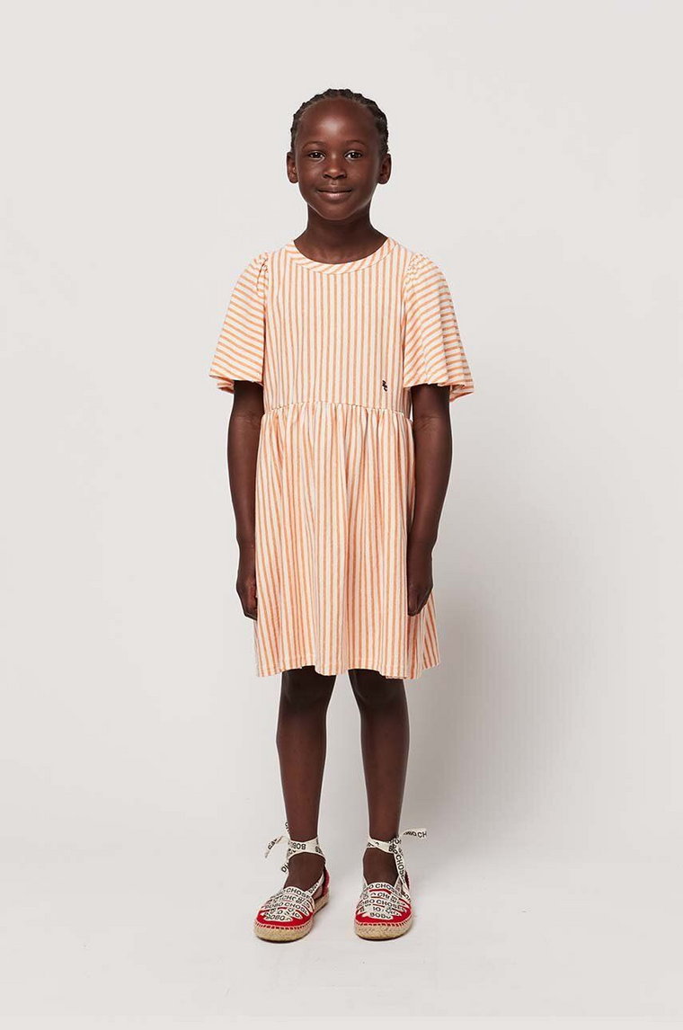 Bobo Choses sukienka bawełniana dziecięca kolor pomarańczowy mini rozkloszowana