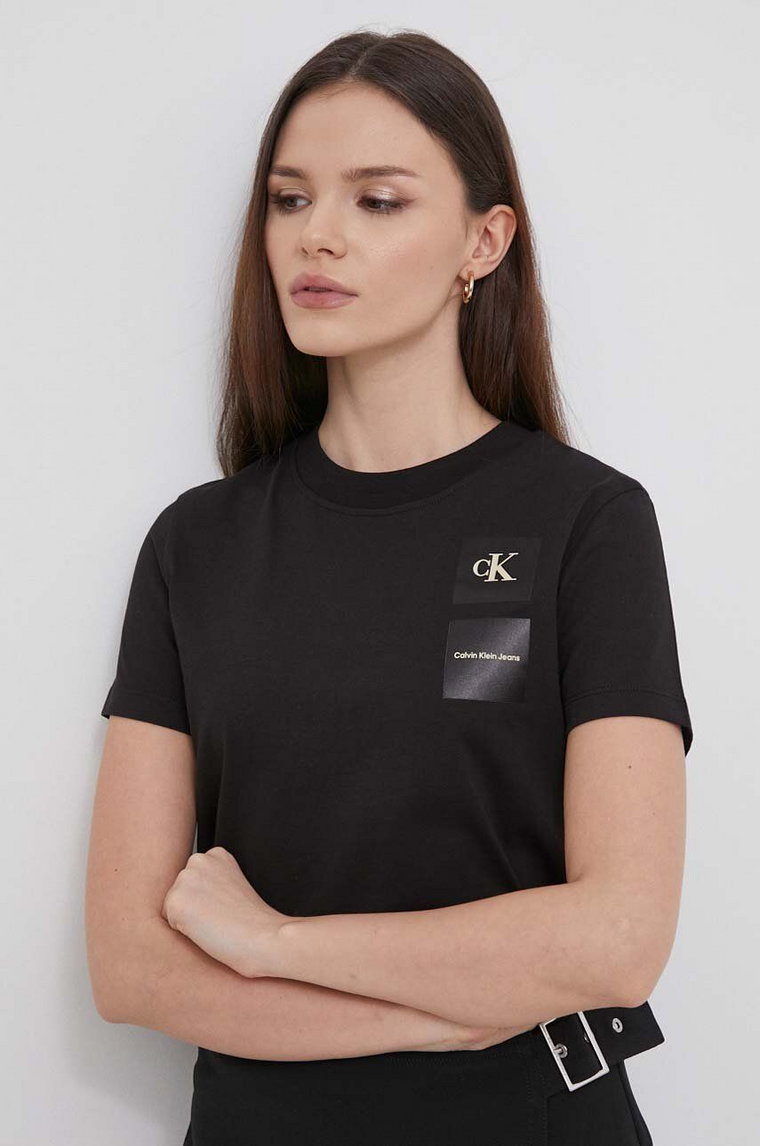 Calvin Klein Jeans t-shirt bawełniany damski kolor czarny J20J223700