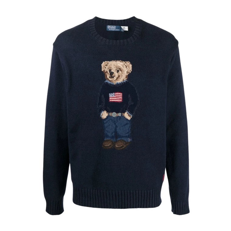 Niebieski Sweter z Wzorem Polo Bear Polo Ralph Lauren