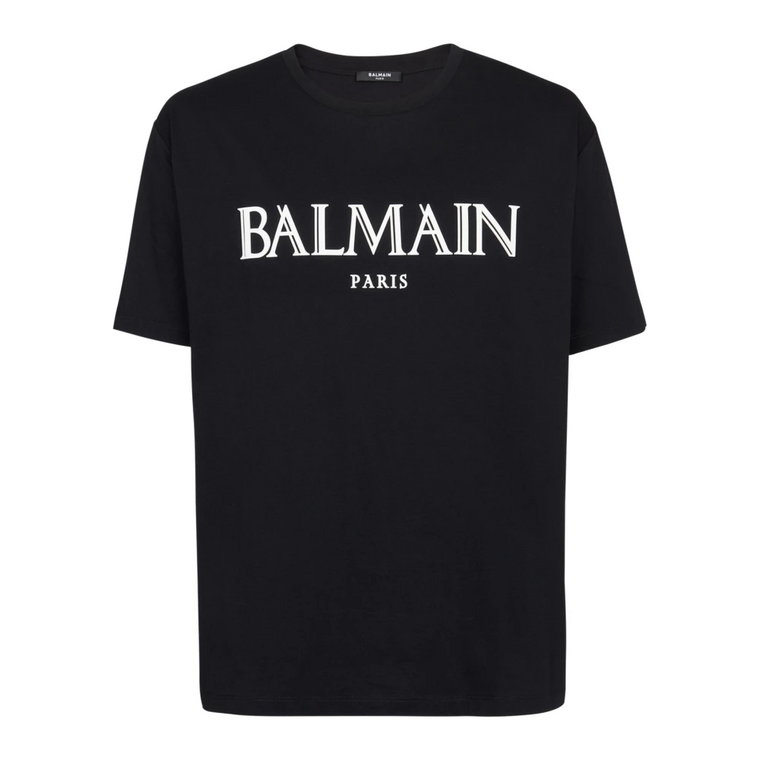 Oversize'owy T-shirt z gumowym logo rzymskim Balmain