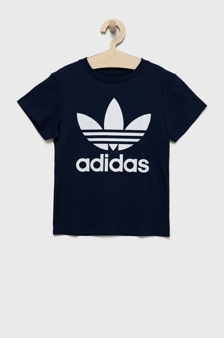 adidas Originals t-shirt bawełniany dziecięcy kolor granatowy z nadrukiem