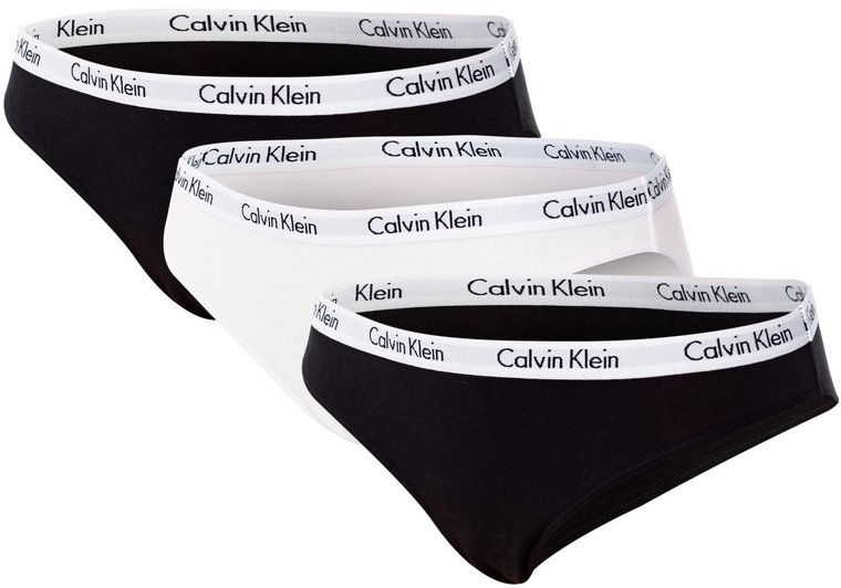 CALVIN  KLEIN MAJTKI DAMSKIE BIKINI 3 PARY BLACK/WHITE QD3588E WZB - Rozmiar: XS