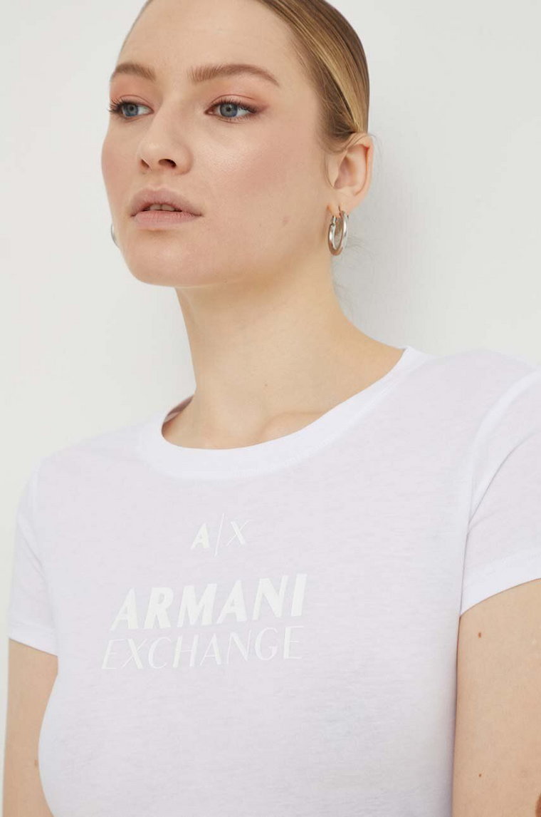 Armani Exchange t-shirt bawełniany damski kolor biały 3DYT11 YJG3Z