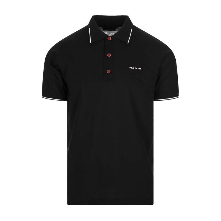 Stylowa Czarna Bawełniana Koszulka Polo dla Mężczyzn Kiton