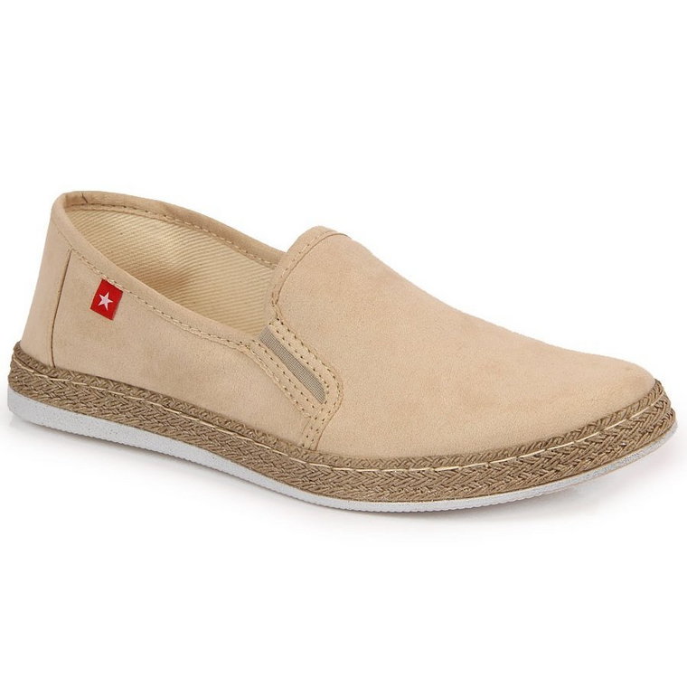 Espadryle damskie slip on beżowe Big Star JJ276001 beżowy