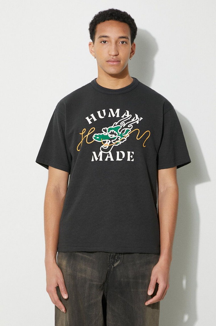 Human Made t-shirt bawełniany Graphic męski kolor czarny z nadrukiem HM27TE001