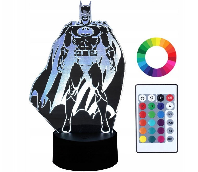 Lampka Nocna 3D LED z Imieniem Grawer BATMAN