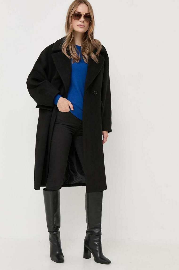 Silvian Heach płaszcz damski kolor czarny przejściowy oversize