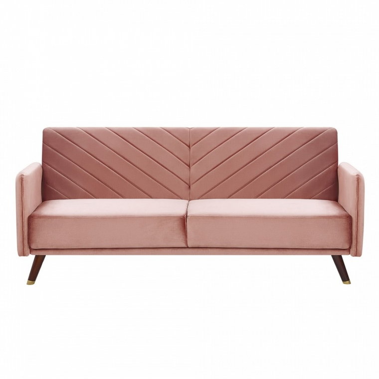 Sofa rozkładana welurowa różowa SENJA kod: 4251682254410