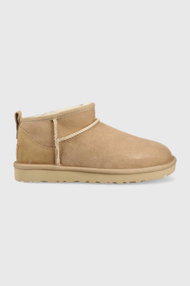 UGG śniegowce zamszowe Classic Ultra Mini kolor brązowy 1116109.SAN