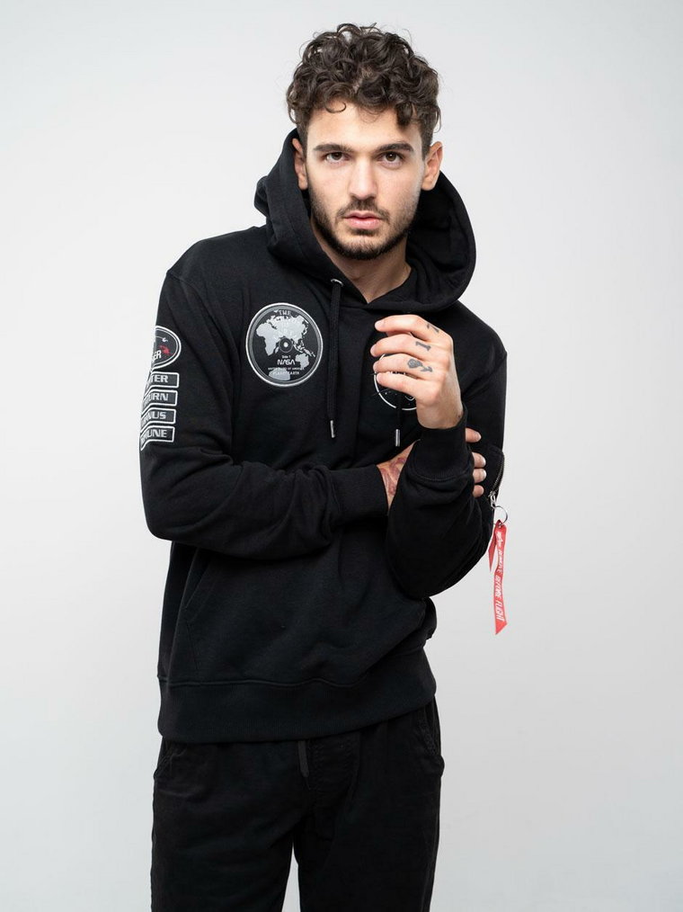 Bluza Z Kapturem Alpha Industries NASA Voyager Czarna / Czarna