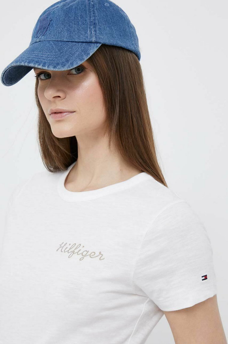 Tommy Hilfiger t-shirt bawełniany kolor biały