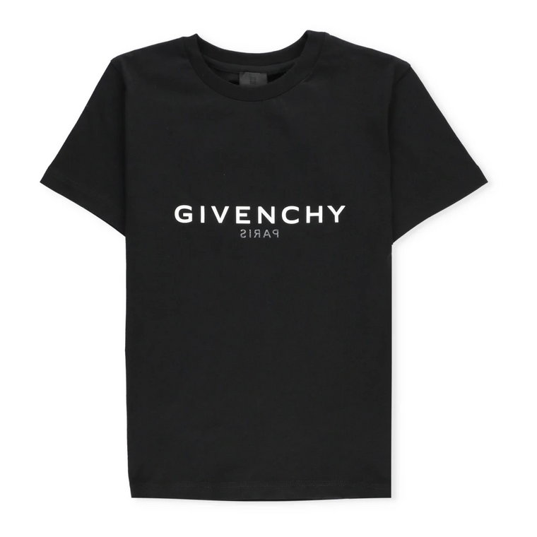 Czarna Juniorowa Bawełniana Koszulka z Nadrukiem Logo Givenchy