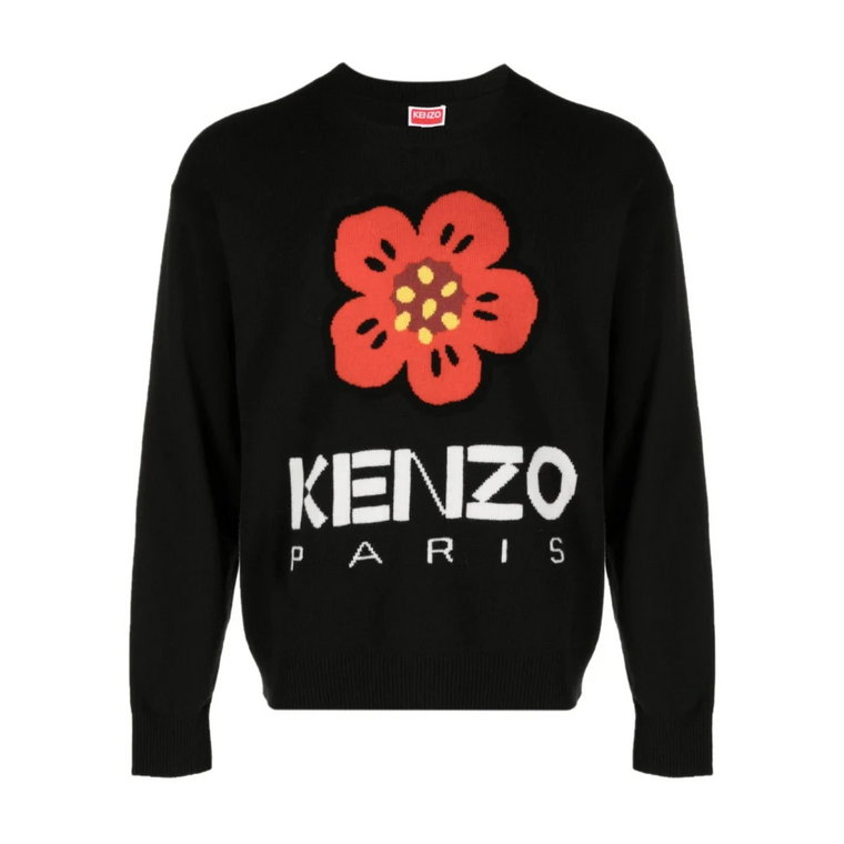 Czarny sweter z motywem 'Boke Flower' Kenzo