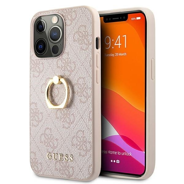 Guess GUHCP13X4GMRPI iPhone 13 Pro Max 6,7" różowy/pink hardcase 4G with ring stand