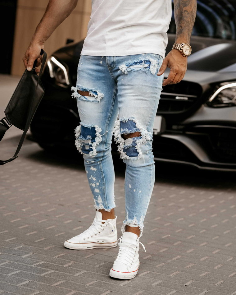 Spodnie jeansowe męskie OLAVOGA LARGO niebieskie