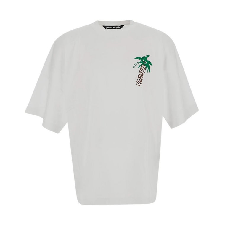 Oversize'owy T-shirt z szkicowym nadrukiem palmowym Palm Angels