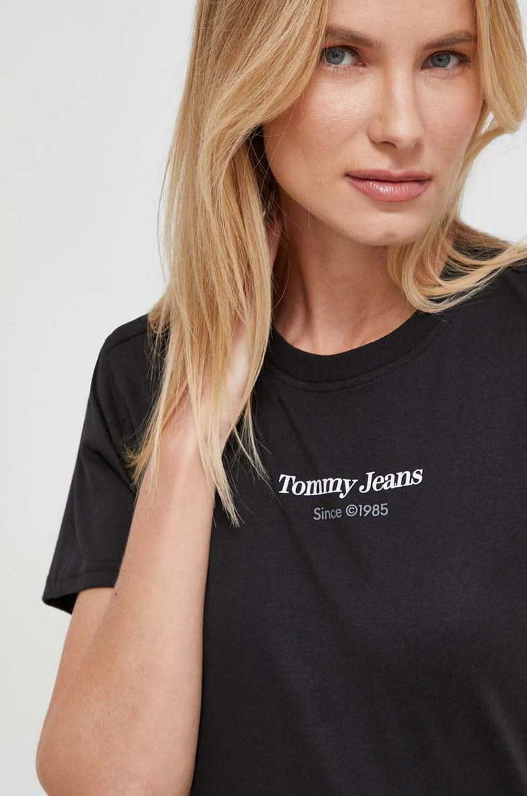 Tommy Jeans t-shirt bawełniany damski kolor czarny DW0DW17359
