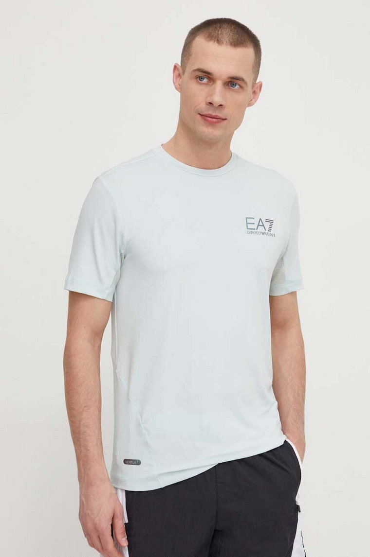 EA7 Emporio Armani t-shirt męski kolor turkusowy z nadrukiem