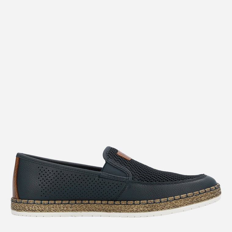 Espadryle męskie RIEKER B5271-14 41 26.7 cm Granatowe (4061811386024). Buty slip-on męskie