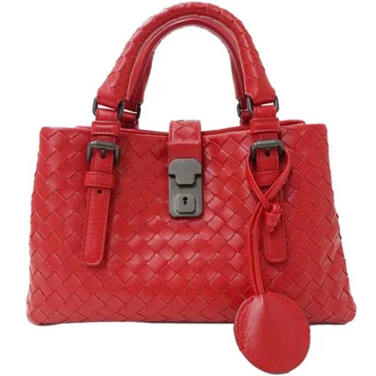 Używana Czerwona Skórzana Torba Bottega Veneta Intrecciato Bottega Veneta Vintage