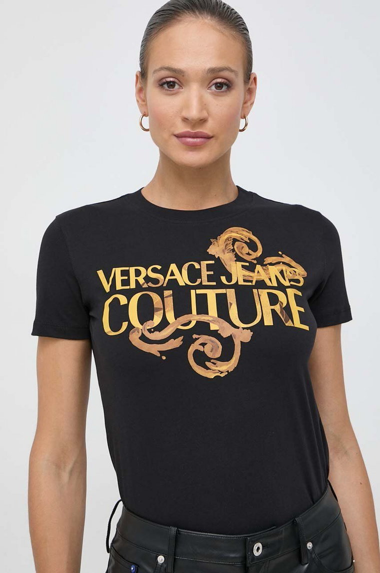 Versace Jeans Couture t-shirt bawełniany damski kolor czarny 76HAHG00 CJ00G