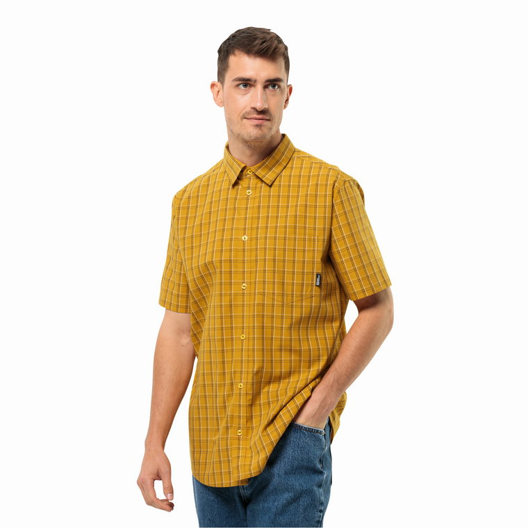 Męska koszula z krótkim rękawem Jack Wolfskin HOT SPRINGS SHIRT M curry check - S