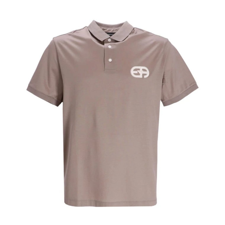 Szara Polo Shirt z Logo-Patch Emporio Armani